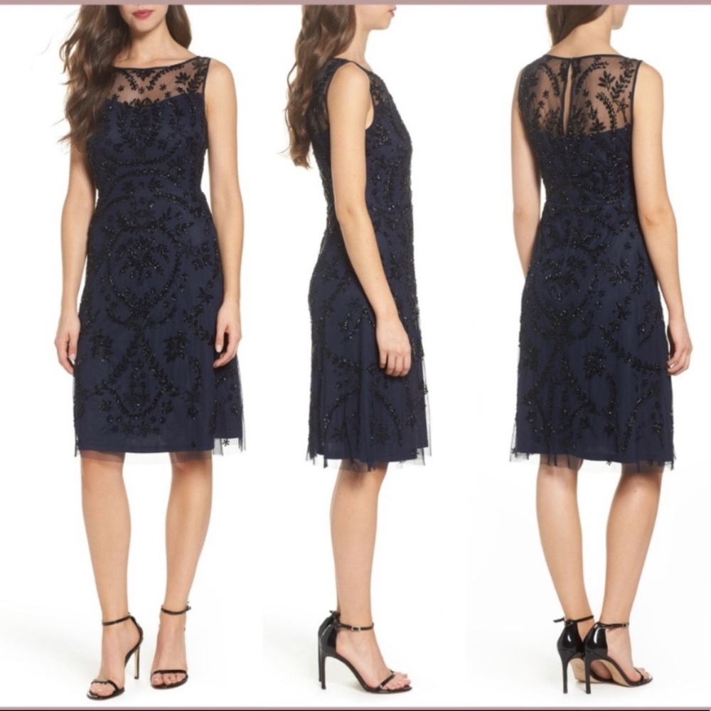 Adrianna-Papell beaded sleeveless cocktail dress - Picture 5 of 8